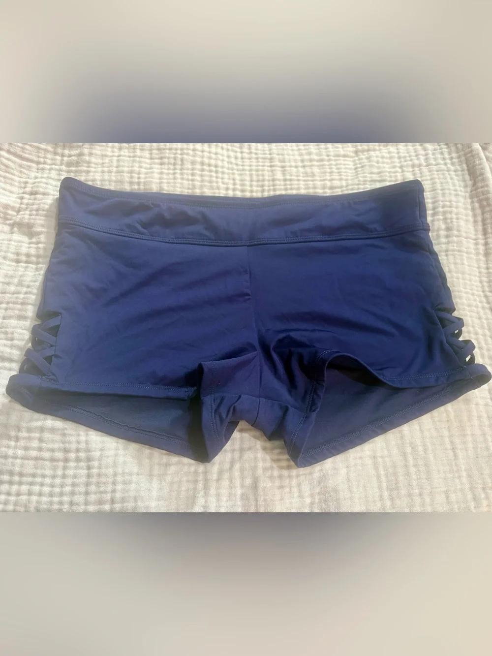 Kona Sol Navy Side Lace-Up Swim Boyshorts